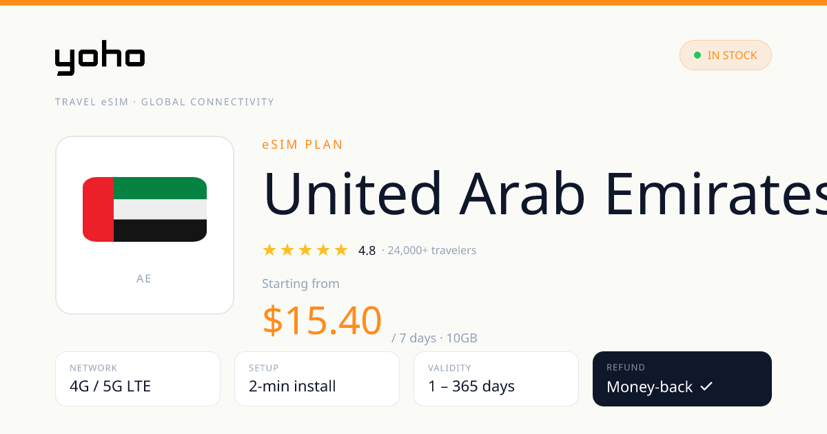United Arab Emirates eSIM Plans & Prices — Matched to Your Trip | Yoho